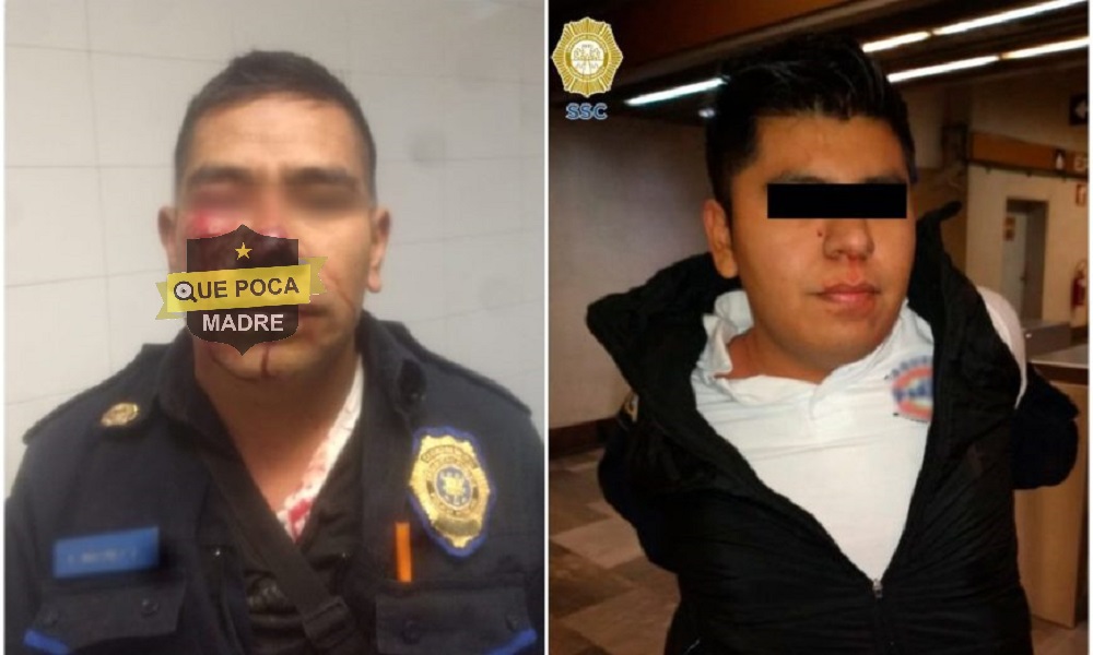 Joven agrede a policía en el metro de la CDMX.