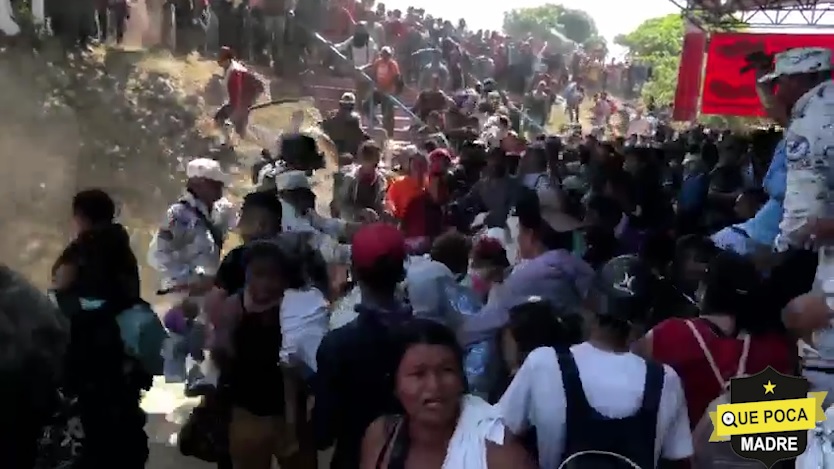 Se registra enfrentamiento entre migrantes y Guardia Nacional en Chiapas.