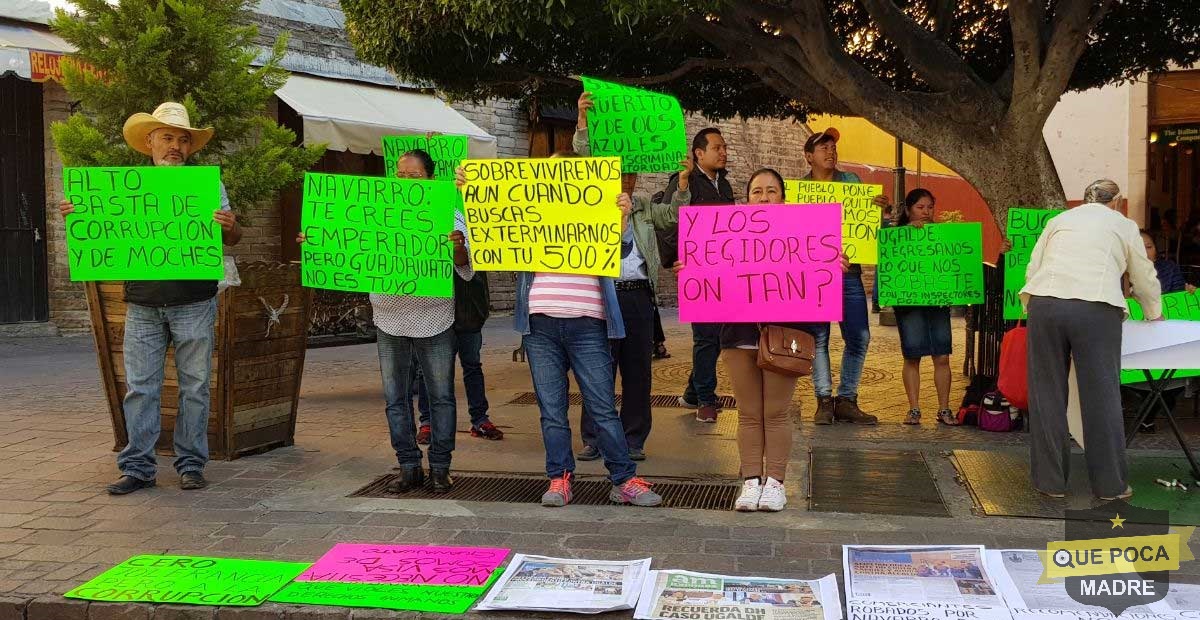Se manifiestan comerciantes en Guanajuato.