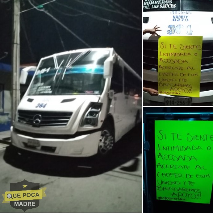 Choferes de transporte publico de Tepic ofrecen ayuda a mujeres por violencia.