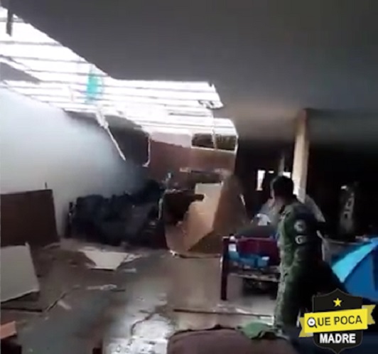 Se desploma techo en base de la Guardia Nacional en Guanajuato.