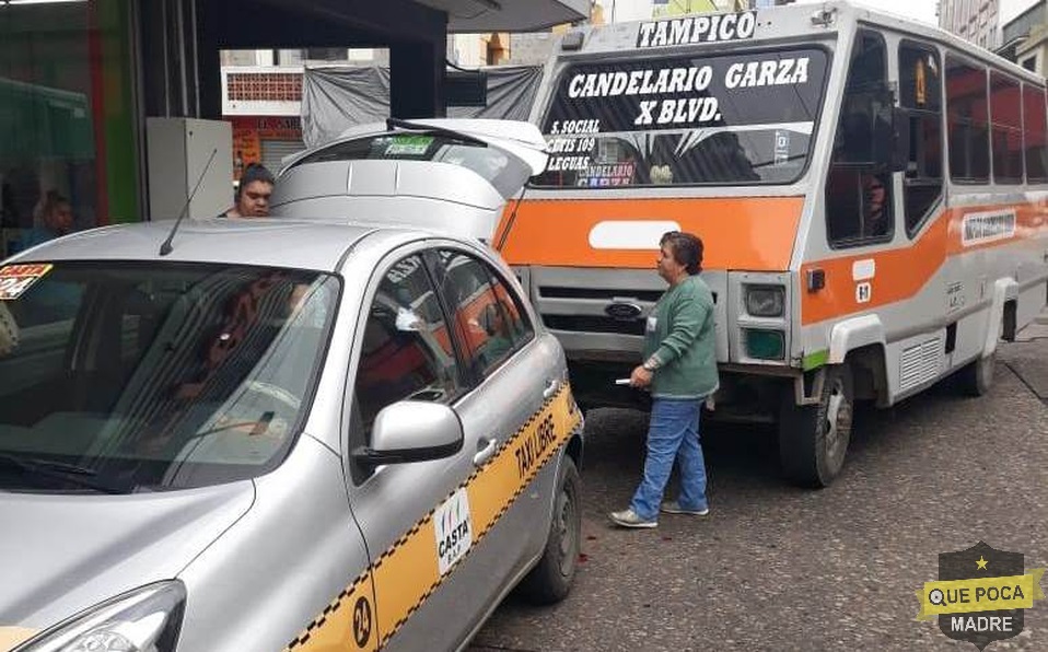 Taxista resulta lesionado al ser arrollado por microbús en Tamaulipas.