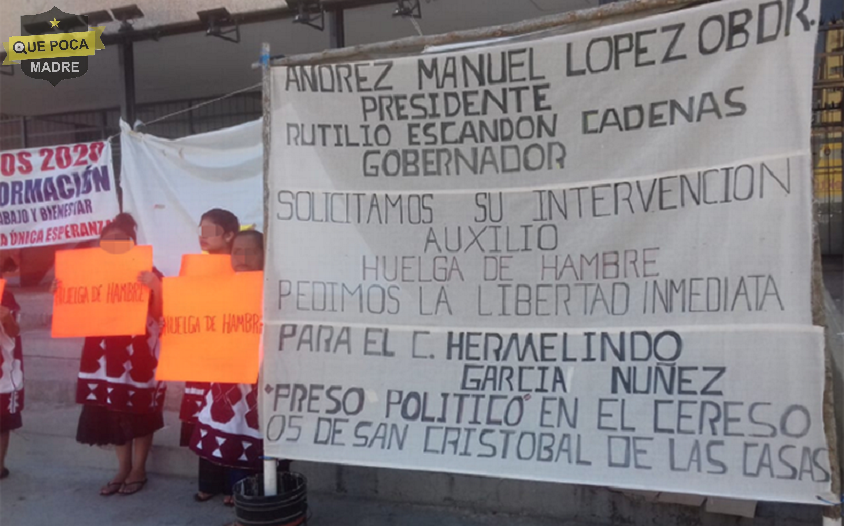 Mujeres indígenas realizan huelga de hambre por un preso político en Chiapas.