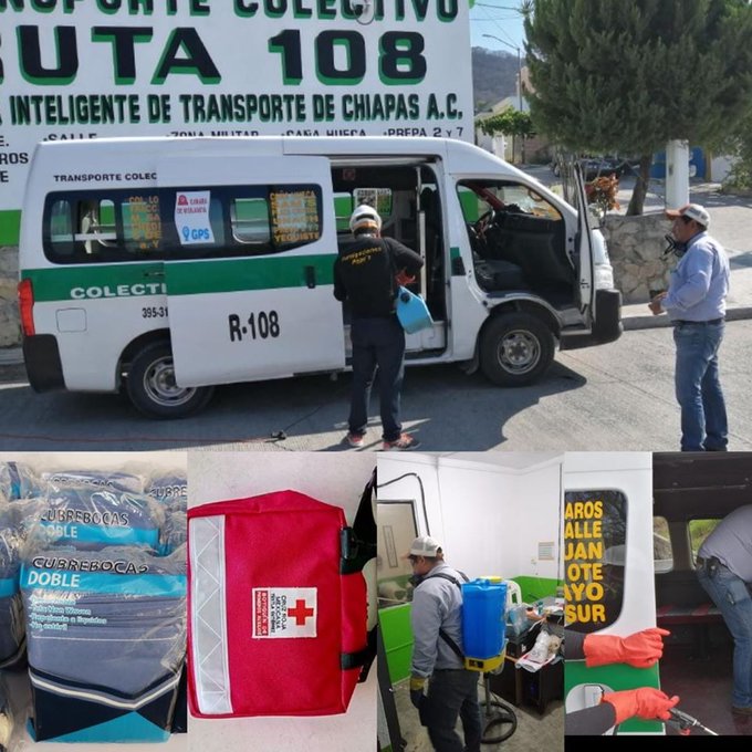 Conductores de transporte público de Chiapas toman medidas por Coronavirus.