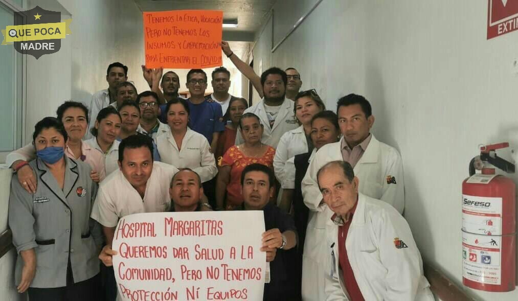 Protestan médicos en Hospital de Chiapas por falta de equipo.