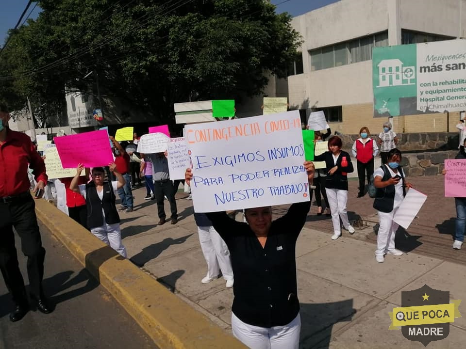 Protesta personal de Hospital General de Chimalhuacán.