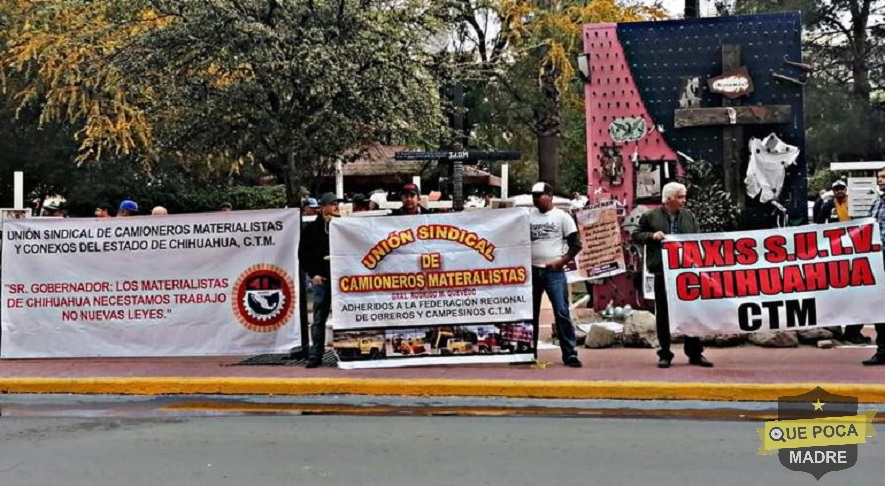 Protestan transportistas en Chihuahua.