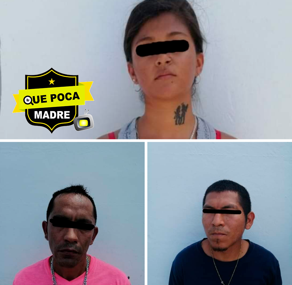Dos hombres y una mujer detenidos por cometer asalto a mano armada en Cancún.