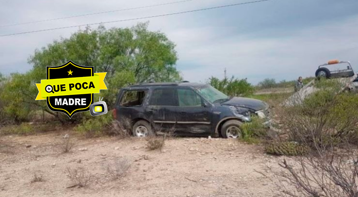 Abandonan camioneta volcada con reporte de robo en Coahuila.