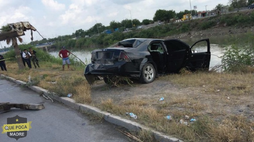 Pareja cae con su auto a canal de agua en Reynosa tras persecución.