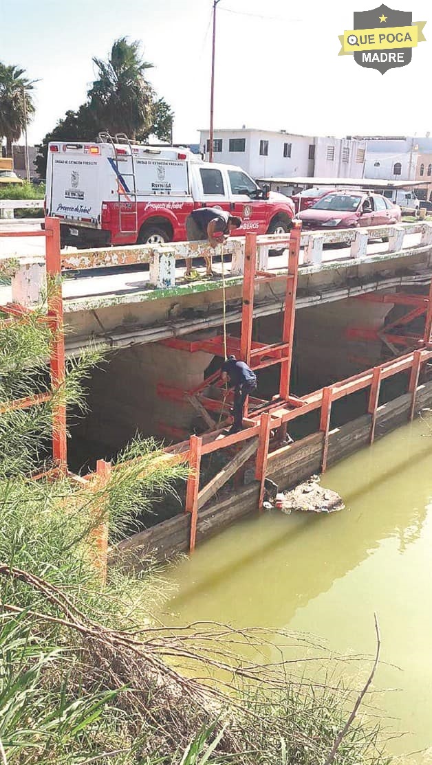 Rescatan cadáver de hombre que murió ahogado en canal Rodhe en Reynosa.