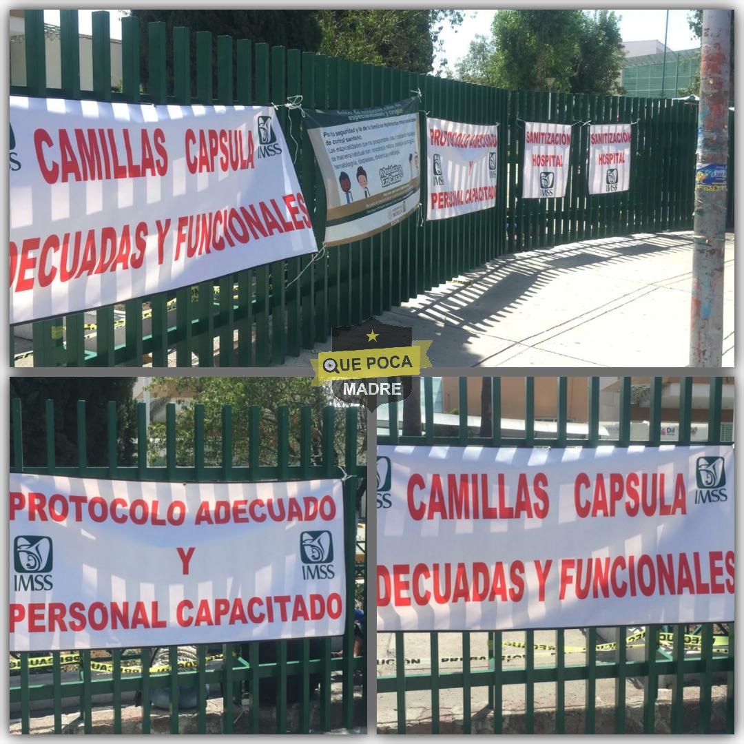 Protestan trabajadores del IMSS en Pachuca.