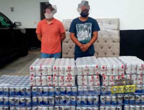 Detienen a sujetos con mil 80 latas de cerveza en Tizimín.