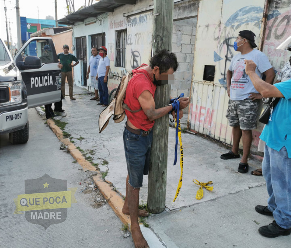 Violento ratero es detenido y golpeado por vecinos en Carmen.