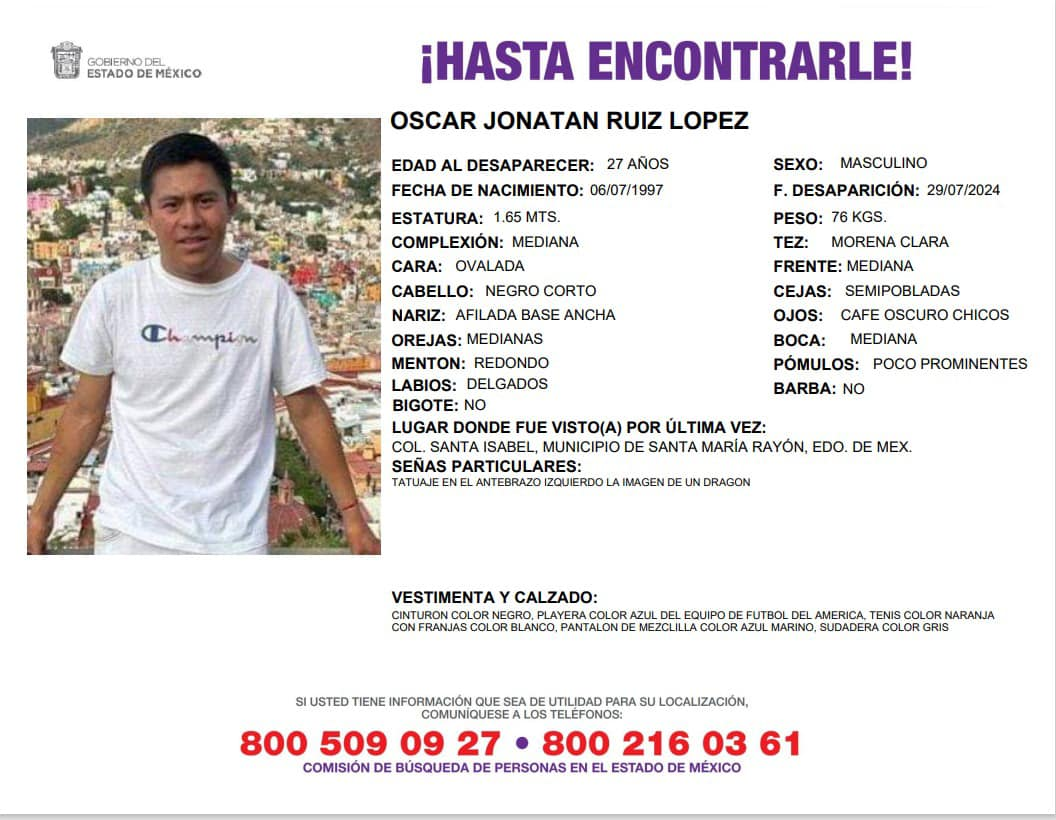 🔴🔎#ServicioSocial | BUSCAN A JOVEN DESAPARECIDO EN #Rayón 🚔📄🆘