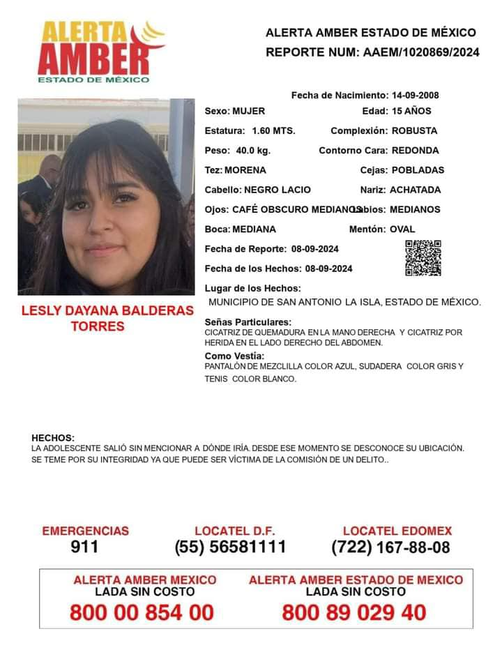 🔴🔎#ServicioSocial | BUSCAN A MENOR DESAPARECIDA EN #SanAntonioLaIsla 🚔📄🆘