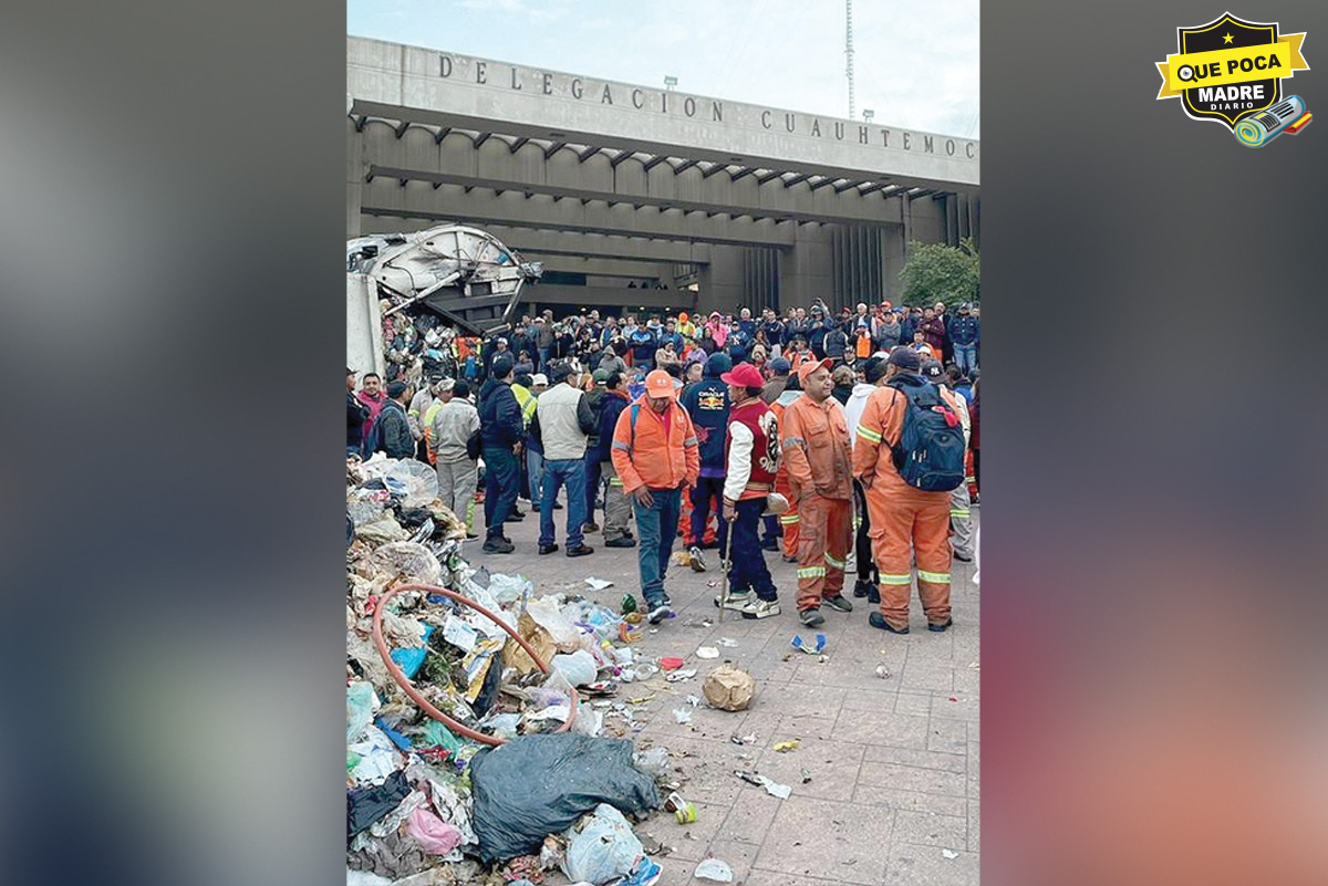 ¡Límpienlo ustedes! Por falta de pago, trabajadores de limpia dejan basura en Alcaldía Cuauhtémoc