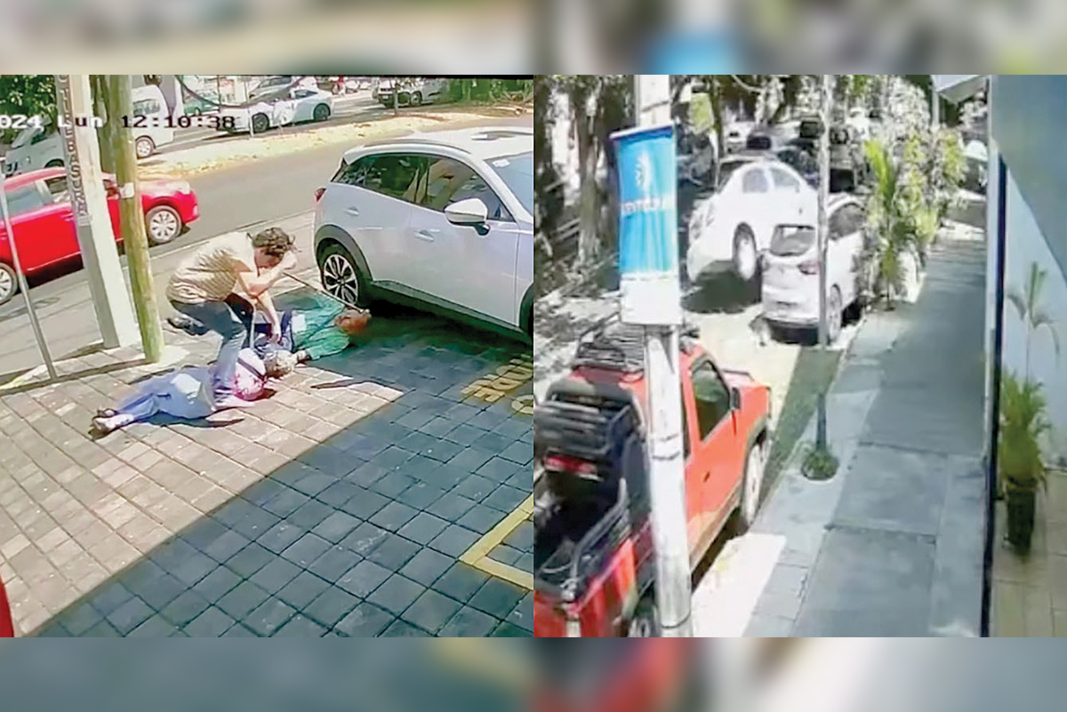 ¡HIJO DE LA CHINGADA! Un loco golpea a abuelitos y choca autos en Colima