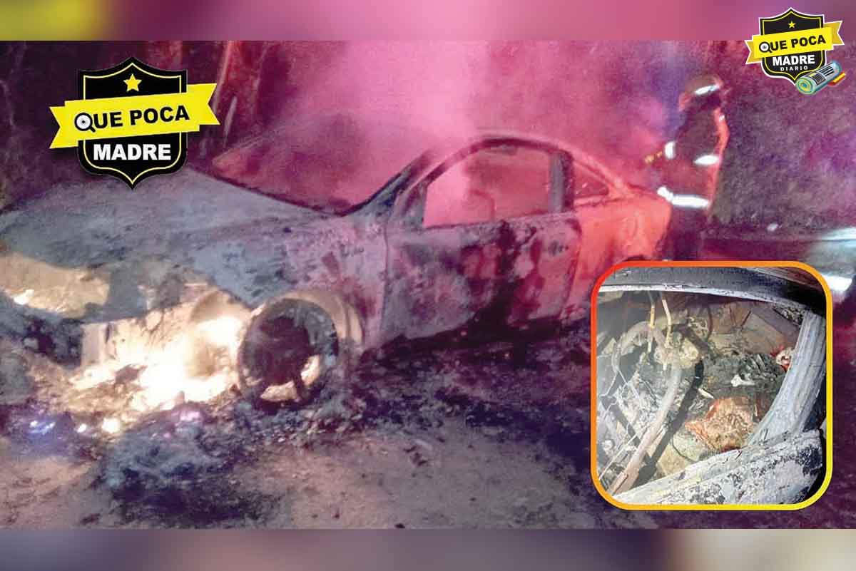 ¡CARBONIZADO! Una persona se quema al interior de un coche en Tabasco