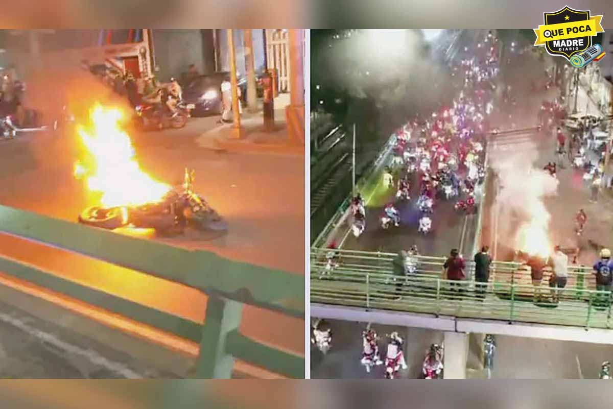 ¡SE SINTIÓ GHOST RIDER! Se incendia una moto durante Rodada del Terror