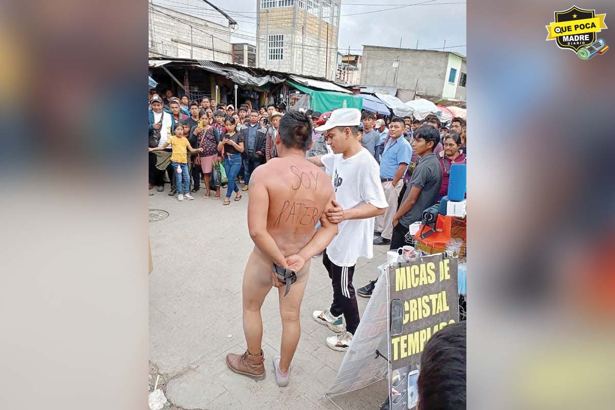 ¡CON LAS NALGAS DE FUERA! AGARRAN A UN RATERO EN OCOSINGO Y CASI LO LINCHAN